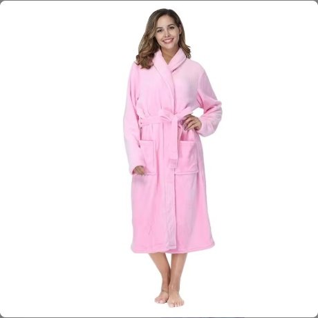 In-Stock Women's Oversized Hooded Flannel Bathrobe – Thick, Plush Fleece Winter Robe for Warmth & Comfort