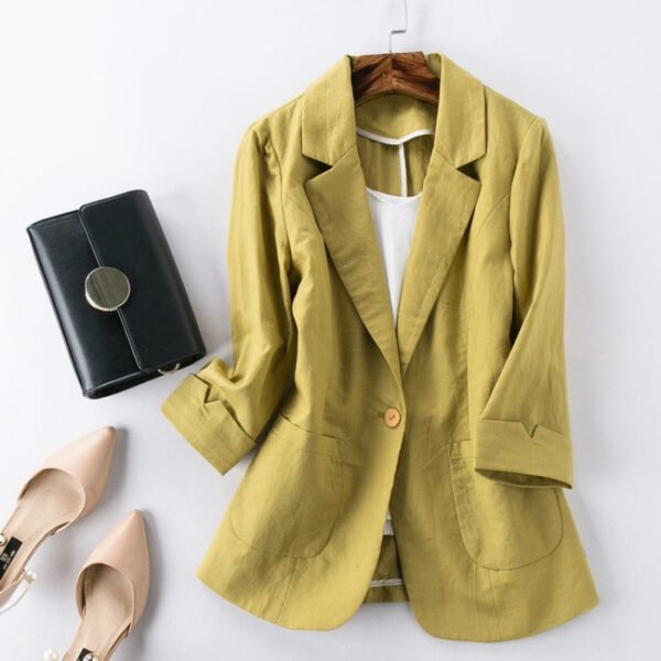 Women's Thin Cropped Sleeve Suit Jacket – Stylish Slim Blazer for Spring/Summer