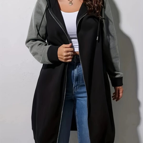 Elegant Women's Long Hoodie Jacket – Loose Fit Pullover Sweatshirt Coat for Fall & Winter