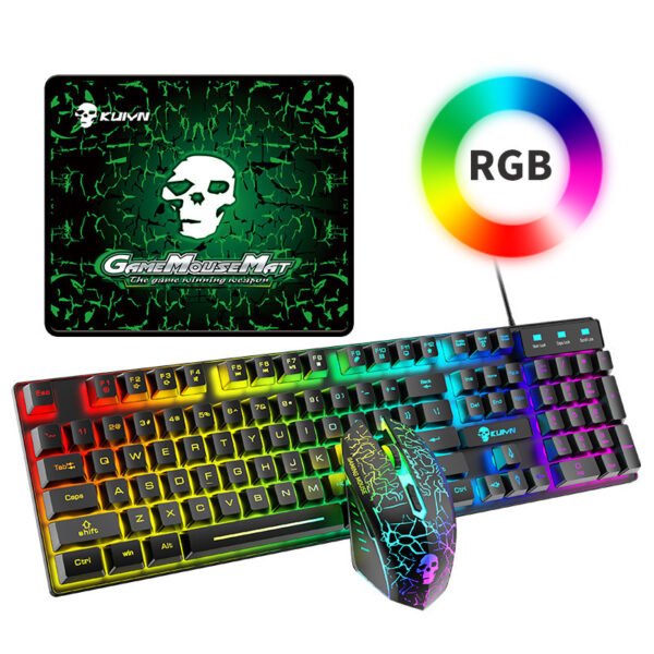 Kuiying T6 RGB LED Keyboard and Mouse Set – Wired Gaming Combo with Luminous Backlight