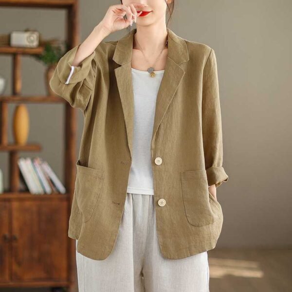 Vintage-Inspired Loose Blazer for Women – Solid Color Retro Suit Top