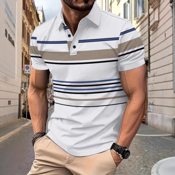 Men’s Casual Summer T-Shirt – Striped, Short Sleeve, Loose Fit for Business or Everyday Wear