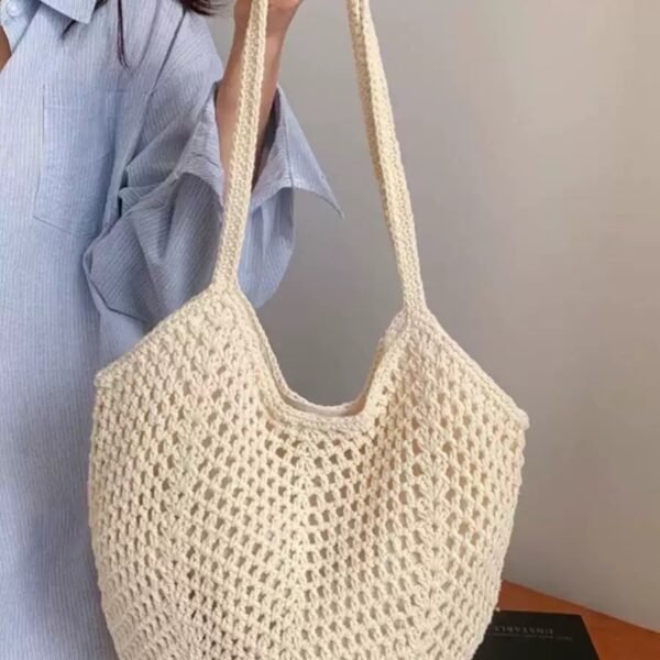 Handcrafted Straw Tote Bag – Hollow Design, Casual Beach and Holiday Shoulder Bag