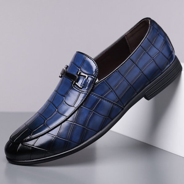 Luxury Lightweight Leather Shoes for Men – Plaid Style, Rubber Sole, Plus Sizes Available
