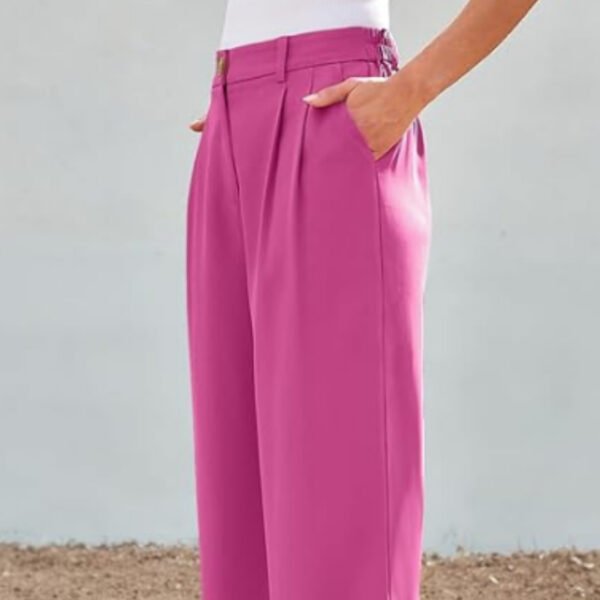 Women's High Waist Straight-Leg Pants with Pockets and Zipper – Casual & Versatile Fit