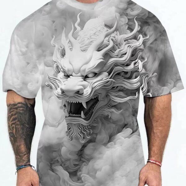 Men’s Short Sleeve T-Shirt with Animal Print – Casual Graphic Tee for Summer