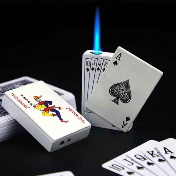 Personalized Windproof Lighter with Poker Card Design – Refillable & Durable Metal Build