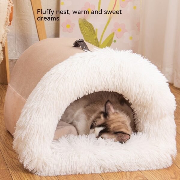 Splice Portable Pet Bed – Warm & Cozy Long Fur Nest for Cats & Dogs | Moisture-Proof, Ideal for Autumn & Winter, Travel-Friendly Design