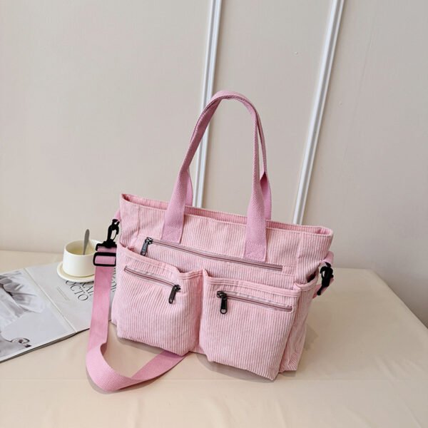 Korean-Inspired Corduroy Shoulder Bag – Simple, Stylish & Large-Capacity Tote for Women