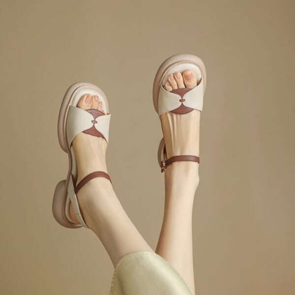 Women's Open Toe Platform Sandals with Chunky Heels – Stylish Summer Footwear