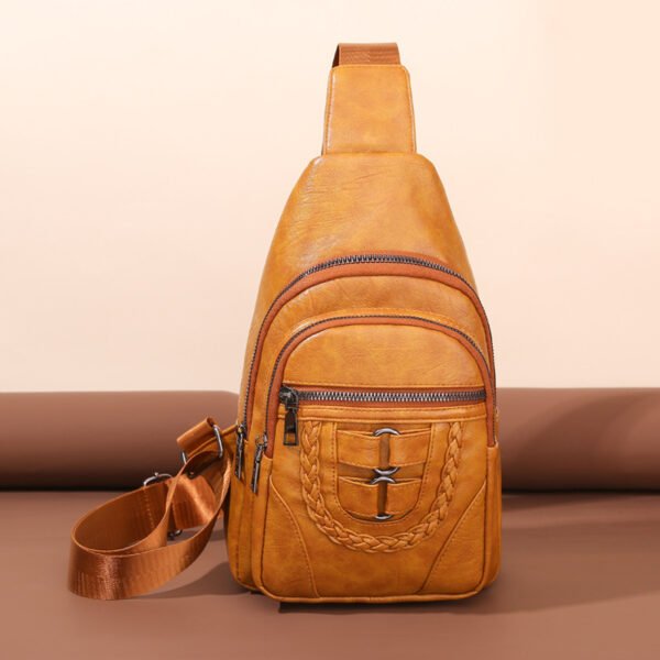 Minimalist PU Leather Chest Shoulder Bag – Soft Textured Sling for Everyday Use