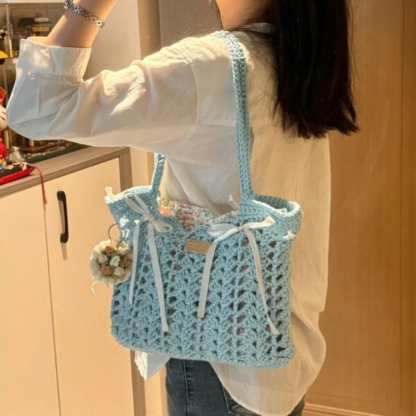 Bohemian Style Handmade Woven Bag with Floral Design – Perfect for Summer