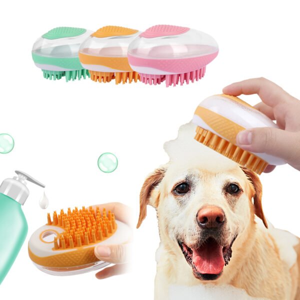 2-in-1 Silicone Pet Bath Brush & Grooming Comb – Soft Massage Shower Brush for Dogs & Cats – Gentle Cleaning Tool for Pet Hair and Skin Care