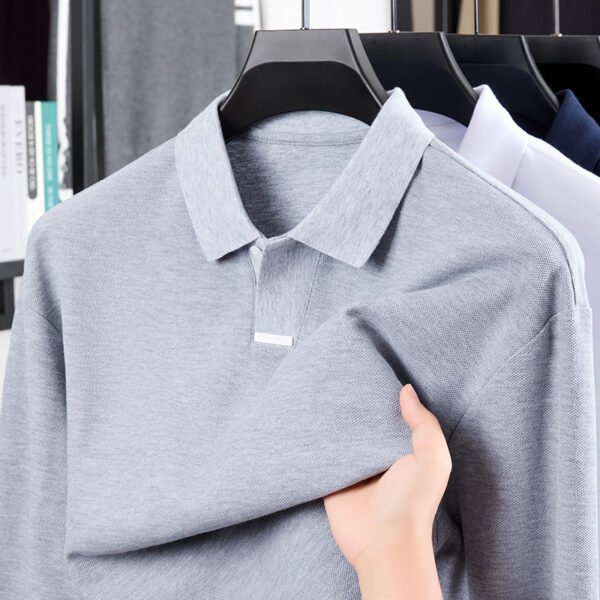 Men's Long Sleeve Cotton Polo Shirt – Loose Fit, Breathable Fabric, Classic Lapel Collar