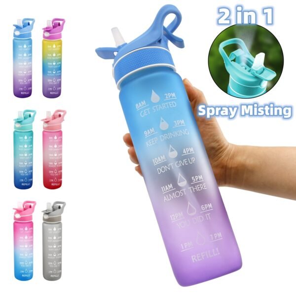 Sports Water Bottle with Straw and Protective Bounce Cover – Durable Space Cup Design