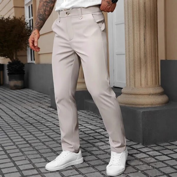 Men’s Solid Color Business Casual Pants – Versatile Straight-Leg Trousers for Office & Everyday Wear